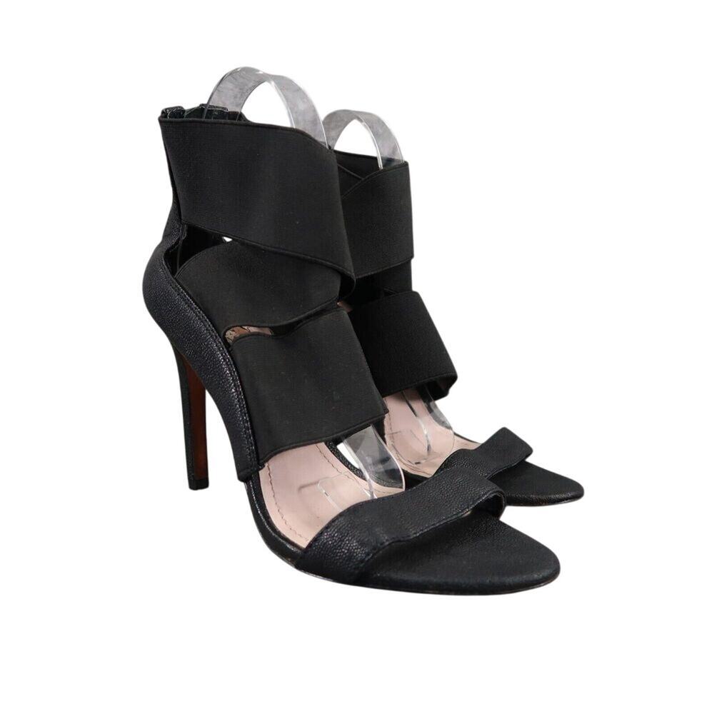 Vince Camuto Shoes Womens 8 Pump Stiletto Heel Zip Open Toe Black Straps Ondetti